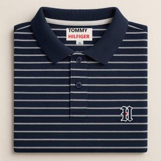 TH WHITE STRIPPED POLO