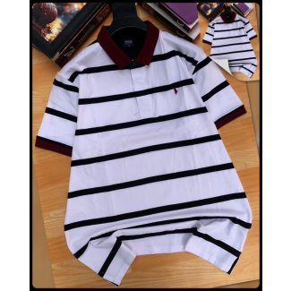 White Stripped  Polo